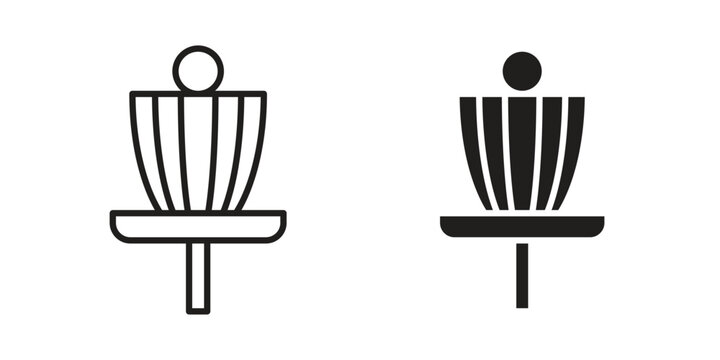 Disc golf icons for design. Easily editable stroke. Modern flat design.