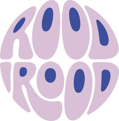 Rood Rood Text in Circular Shape on Blue Background Graphic Design Element Minimalist Typography Illustration Groovy Font Style for Creative Projects Branding and Modern Art Designs Artistic Expressio