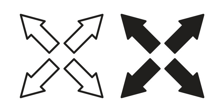 Expand arrows icons for design. Easily editable stroke. Modern flat design.