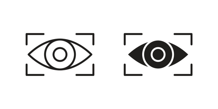 Eye tracking icons for design. Easily editable stroke. Modern flat design.
