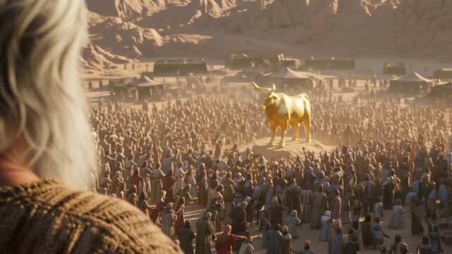 Moses facing the golden calf