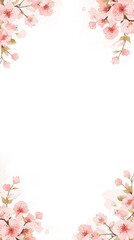 Fototapeta premium 白背景 桜のフレーム White Background Cherry blossom Illustration Frame （Generative AI） 