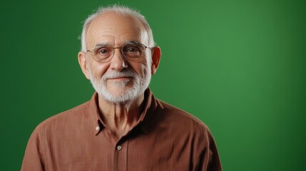 Elderly man with a friendly expression leaning slightly forward.