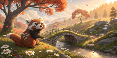 Fototapeta premium Red Panda Autumn Ridge