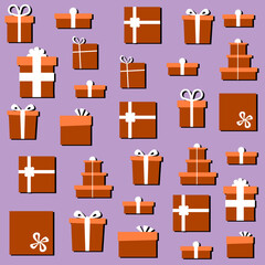 Gift Boxes Icons Background with Red Symbols