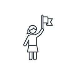 Minimalist Icon of Woman Holding Flag