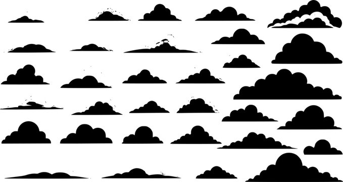 silhouettes of clouds vector sets for architecture render background