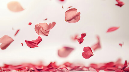 Soft pink falling flower petals romantic dreamy floral background for wedding and Valentine design