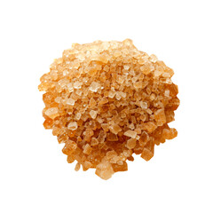 Pile of brown cane sugar crystals in realistic macro style isolated on transparent background