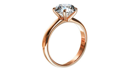 Rose Gold Diamond Ring Solitaire Engagement Jewelry Close-Up