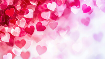 Abstract Flowing Pink and Red Hearts Romantic Background