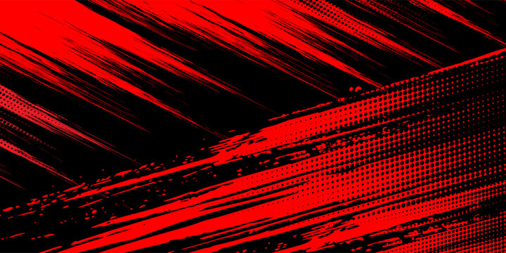 Red and black brush Car sticker wrap pattern banner abstract sporty lines black and red background vector.