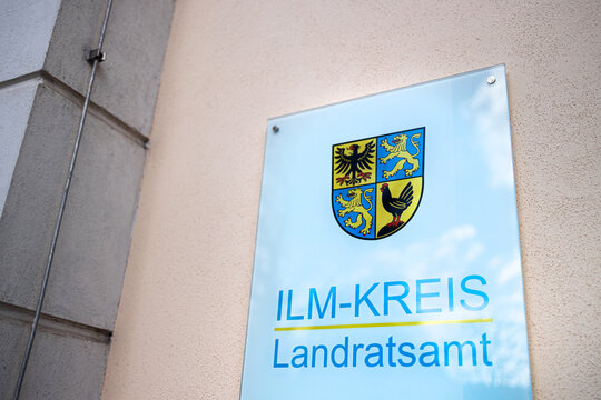 arnstadt, thuringia, germany - 03 01 2026: german district ilm sign
