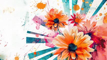 Abstract Colorful Flowers with Translucent Petals Illustration