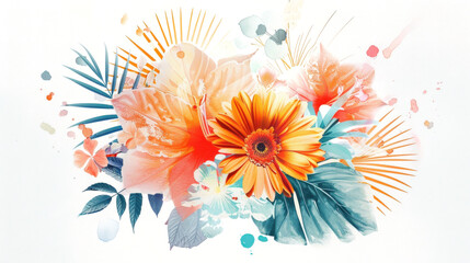 Abstract Colorful Flowers with Translucent Petals Illustration