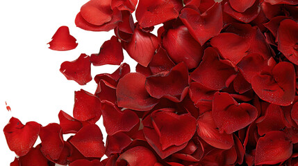 Heart Shape Made of Red Rose Petals on White Background
