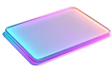 Virtual neon tablet showcasing intelligent system interface and cutting edge futuristic digital visualization isolated on transparent background PNG