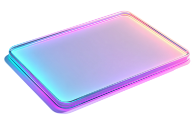 Virtual neon tablet showcasing intelligent system interface and cutting edge futuristic digital visualization isolated on transparent background PNG