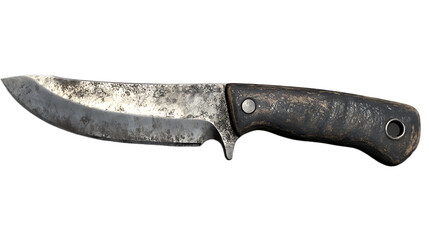 Rustic Survival Knife Textured Grip Black Background