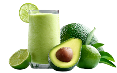 Creamy avocado smoothie with lime highlighting wholesome fresh ingredients and modern wellness beverage isolated on transparent background PNG