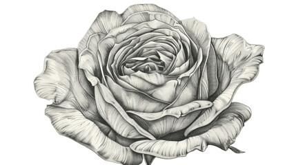 Hand-Drawn Black and White Rose Flower Illustration