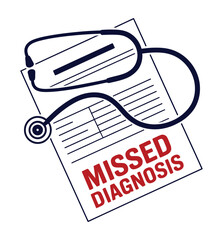 Stethoscope rests upon a medical chart highlighting a crucial missed.