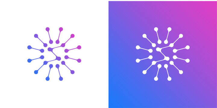 Abstract S Logo with Connected Dots and Gradient Network Design