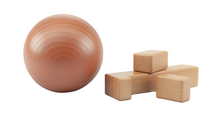 Pink Exercise Ball and Cork Yoga Blocks Set