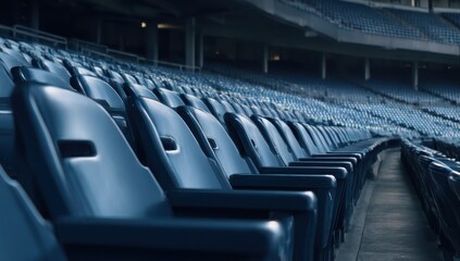 Obraz premium blue seats in the stands of an empty stadium