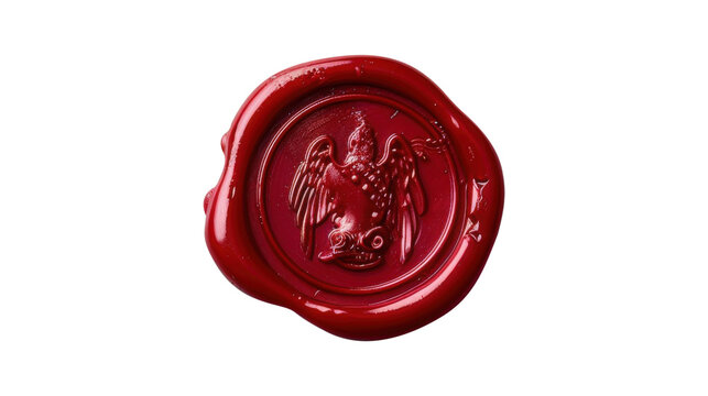 Red Wax Seal Stamp Mark with Textured Circular Impression