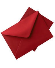 Pair of red envelopes fanned slightly, isolated on white, minimal shadow, clean edges isolated on white background 