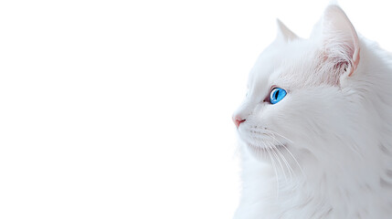 White Cat Blue Eyes Close Up Portrait Black Background