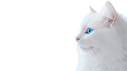 White Cat Blue Eyes Close Up Portrait Black Background