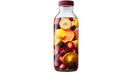 Detox Water Bottle with Fresh Fruits and Berries Isolated