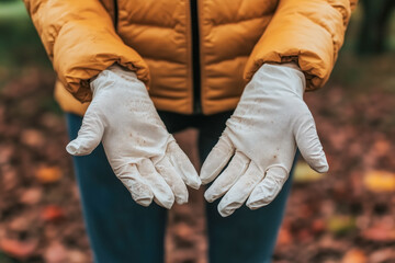 wearing disposable latex gloves to avoid the contact with viruses on the frequently touched surfaces