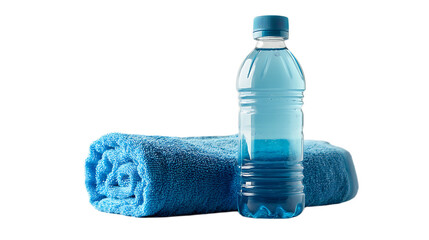 Blue Water Bottle and Towel Fitness Essentials on Black