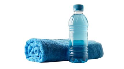 Blue Water Bottle and Towel Fitness Essentials on Black