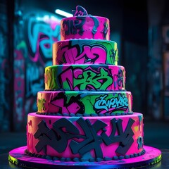 neon art cake 