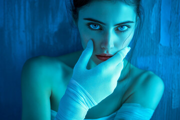 Woman with gauze bandage wrapped around her hand