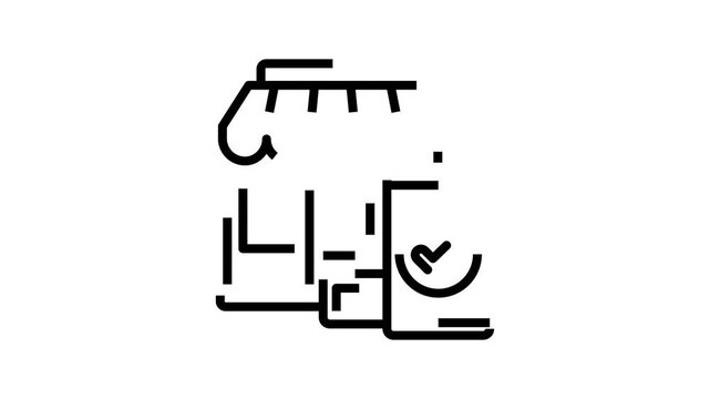 Merchant 2D Objects Outline Animation Icon, Cartoon 4K Video with Smartphone, Credit Card, Store. Transparent Alpha Channel. Editable Animated Icon On Transparent Background For Commerce and Shopping