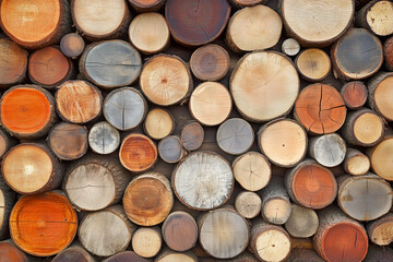 Wood wall made of logs
