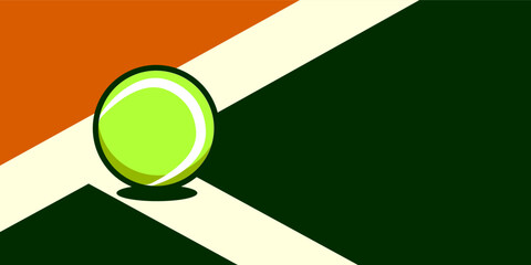 Tennis ball on the court. Tennis with place for text. Retro vector illustration.