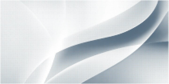 Abstract halftone vector background with dotted texture and flowing wave shapes. Modern digital backdrop for technology design, presentations, posters, web layouts and creative projects.