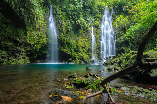 Proklamator Waterfall in the tropical rainforest, West Sumatra, Indonesia