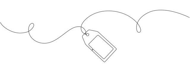 Trendy sale tag in linear design. Clean hand drawn outline label for discounts, special offers and marketing use. Editable stroke vector isolated.