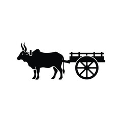 Traditional bullock cart silhouette illustration