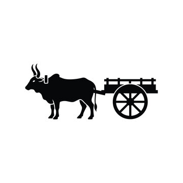 Traditional bullock cart silhouette illustration