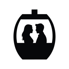 Ferris wheel cabin couple silhouette