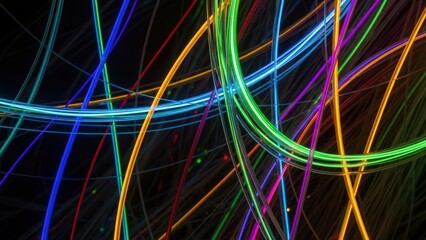 Colorful Light Trails Abstract Background Neon Lights