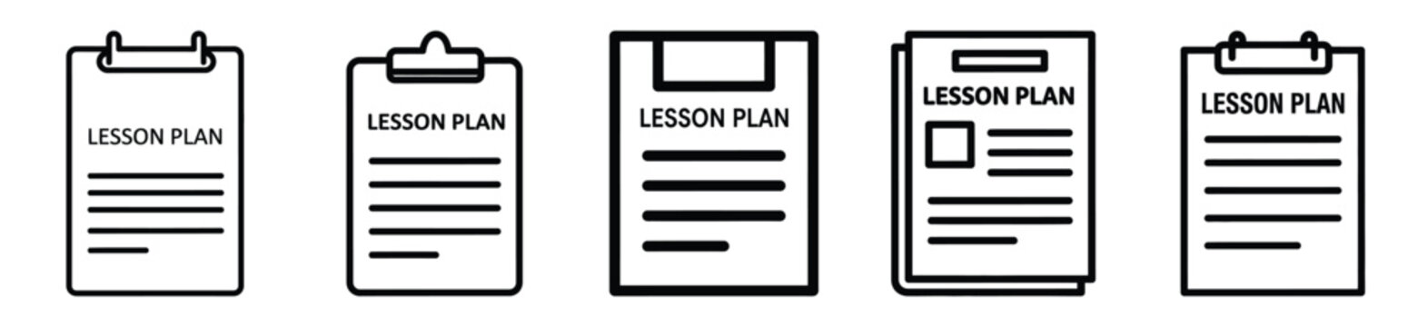 Outline education icons of lesson plan . Education  Editable stroke vector illustration design